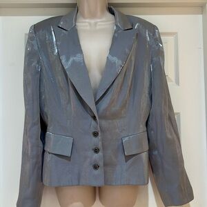 Vintage EUC Gantos Silver Mettalic Lined Jacket Size 14